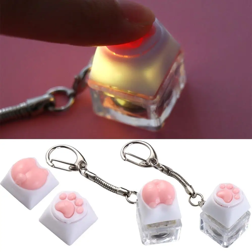 LED Cat Paws Corgi Buttock Keycap Cat Paws Corgi Buttock Silicone Pink Cat Claw Keycap Key Chain Keyboard Switche Removable