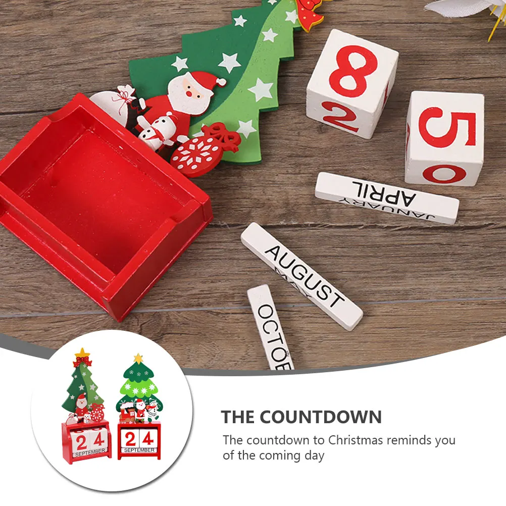 

2pcs Wooden Christmas Calendar Advent Calendar Countdown Decoration For Home Wall Tree Desktop Ornament Festive Holiday Kids