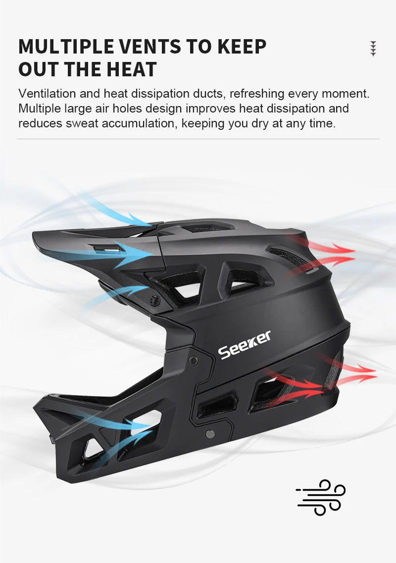 UMUSEEKER Fahrrad-Integralhelm, Downhill DH Offroad MTB Helm, Offroad-Multiszenario-Universal-Atmungsaktiver Fahrradhelm – Detail 6