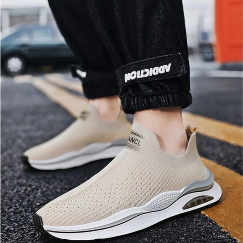 Tennis Mesh One Kick Leisure Flying Weaving Sneakers Man Black Breathable Lightweight Sports Vulcanize Shoes for Men Trend 2024