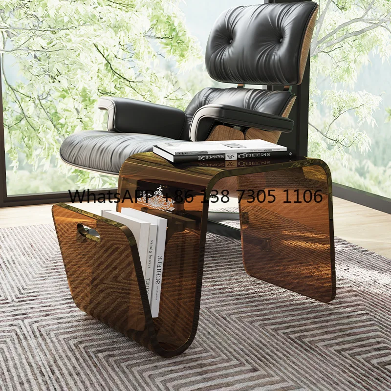 

Living room sofa side few household shelves transparent bay window coffee table minimalist solid wood bookshelf cabinet