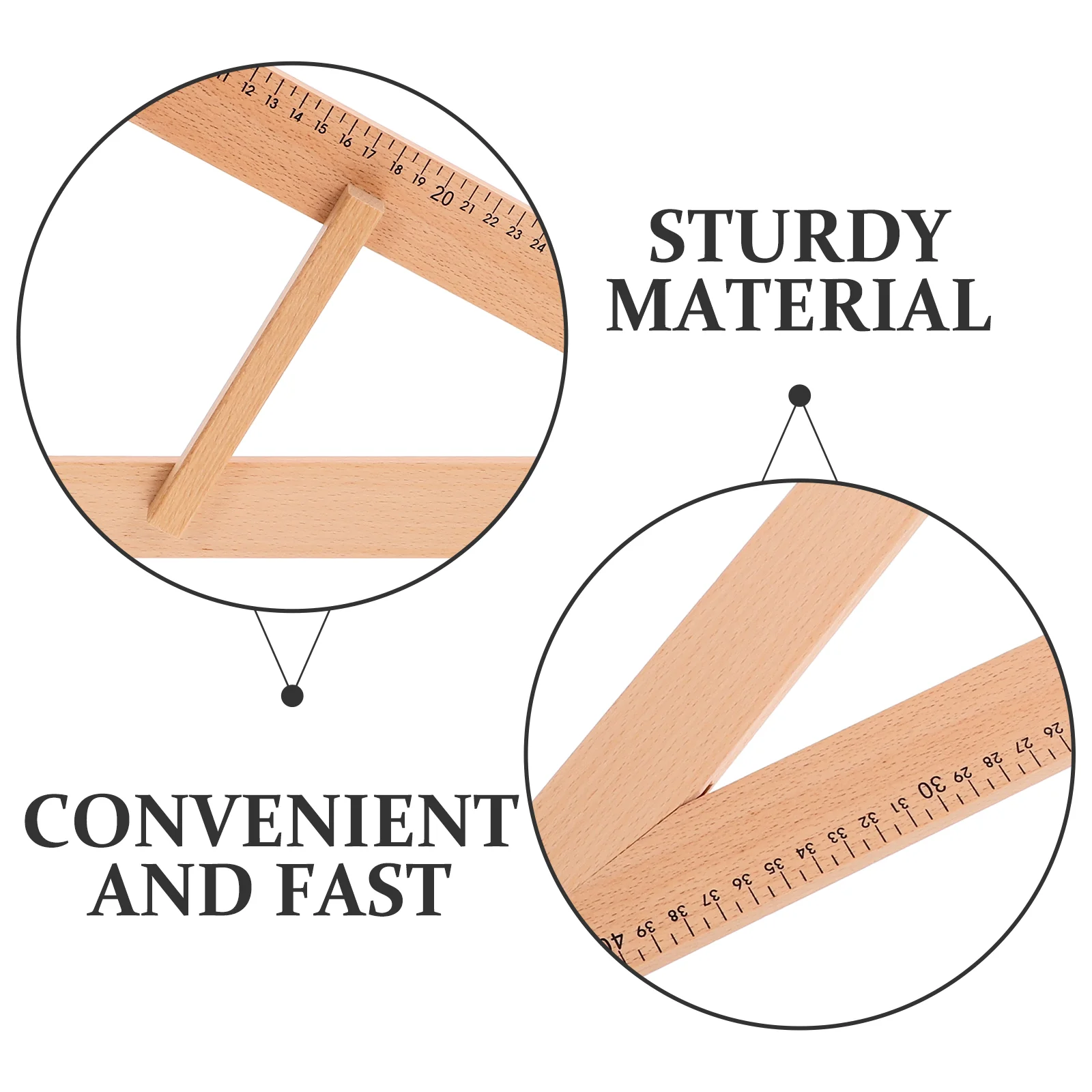 Alat gambar pengajaran papan segitiga, alat kantor penggaris matematika kayu pengukur kayu