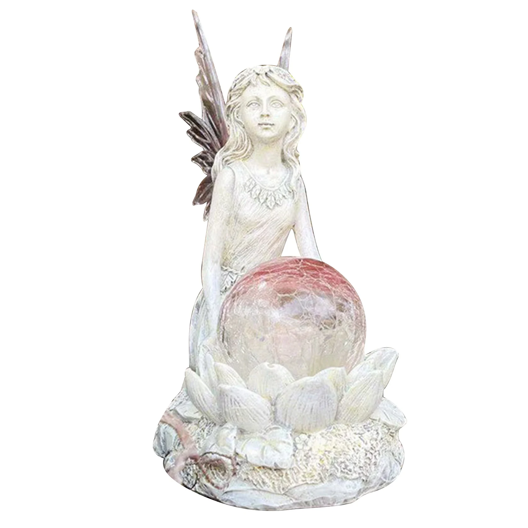 

Garden Decoration Fairy Statue with Solar LED Light Yard Art Night Lamp Figurine Ornament Resin Craft Home Decor
