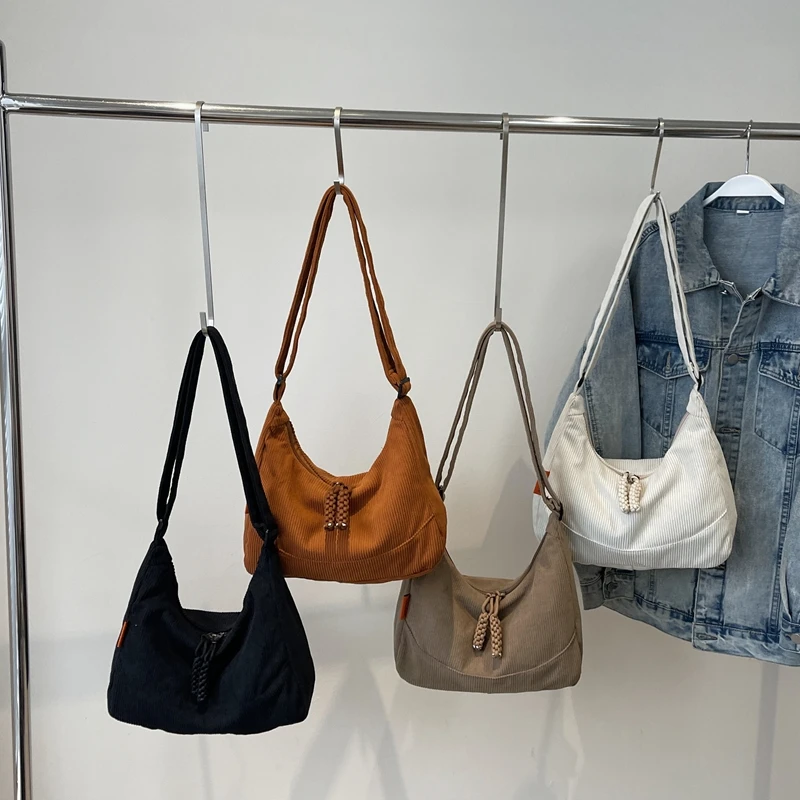 سروال قصير زلابية حقيبة خفيفة الوزن ذات سعة كبيرة حقيبة كروسبودي 2025 الخريف والشتاء حقيبة قماش قنب عادية حقيبة كتف 261LC