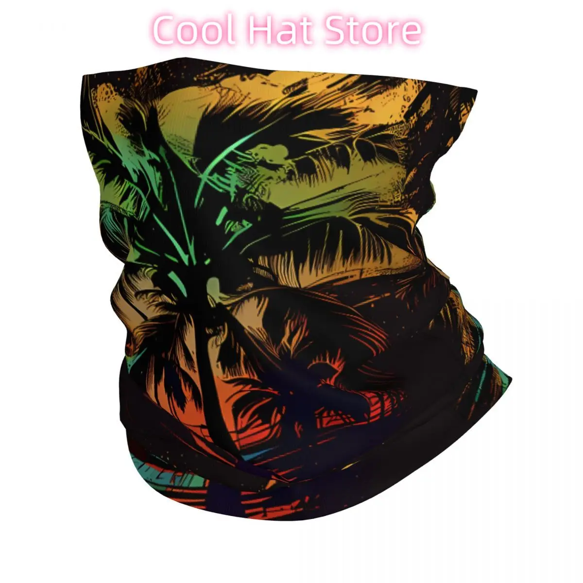 Y2K Summer Beach Coconut Trees Scarf Neckerchief Neck Face Mask Polyester
