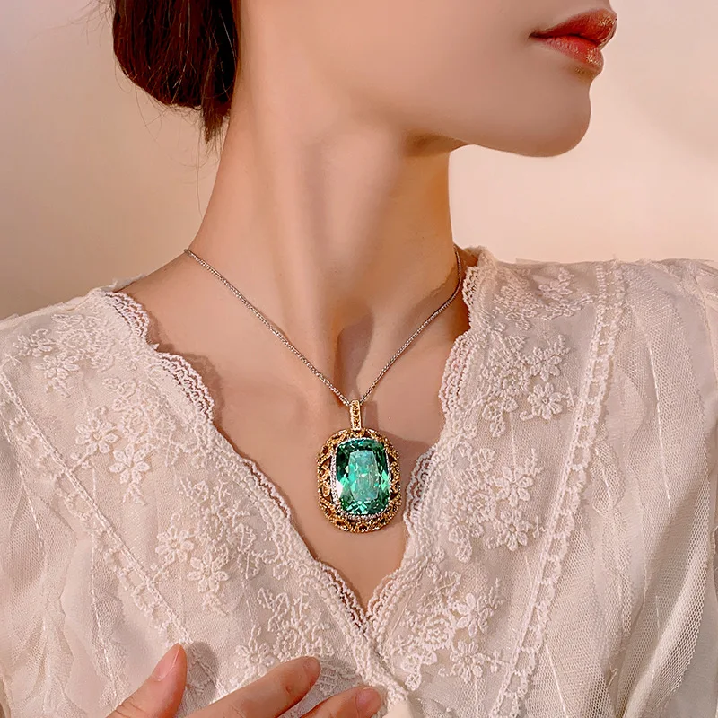 Collar con colgante grande Garde 5A, colgantes con Piercing de piedra de 20x28mm con cadena de 55cm, accesorios de moda, joyería