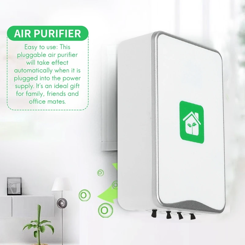 Pluggable Air Purifier Negative Ion Generator Filterless Ionizer Purifier Clean Allergens,Pollutants,Mold,Odors