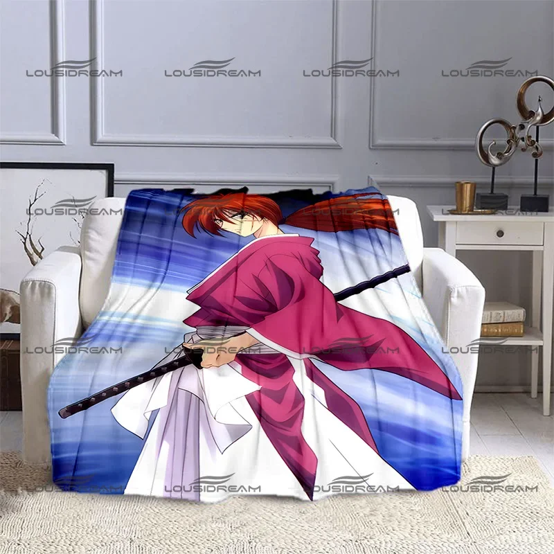 Himura Kenshin Cartoon Blanket Classic Japanese Animation Flannel Decorative Thin Blanket Portable Home Travel Office Blanket