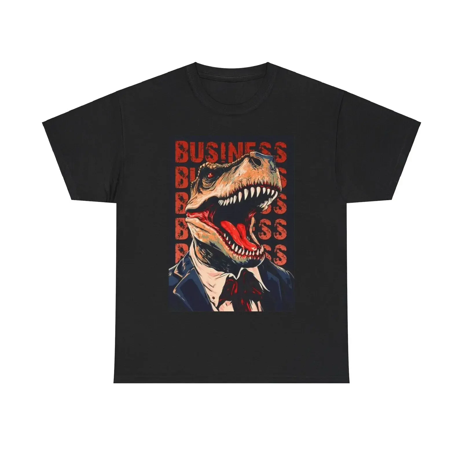 Business Raptor Dinosaur Shirt Funny Suit Graphic Unisex Heavy Cotton Tee