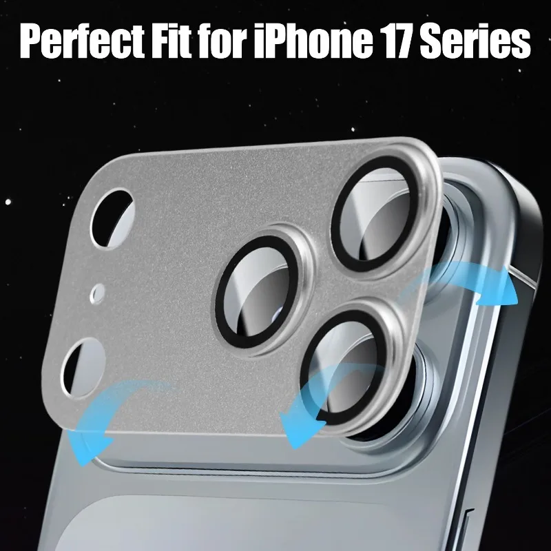 ฟิล์มกันรอยเลนส์กล้อง iPhone 17 Pro Max แบบใหม่ 2 ชิ้น ผลิตจากโลหะผสมอะลูมิเนียม กระจกนิรภัย ป้องกันการแตก แข็งแรง