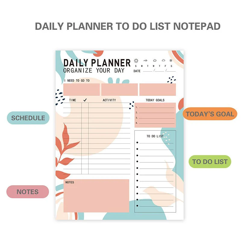 Magnetic Daily Planner Notepad 52 Sheets Tear-Off To-Do List Fridge Message Board Meal Planner Schedule Notebook for Home School