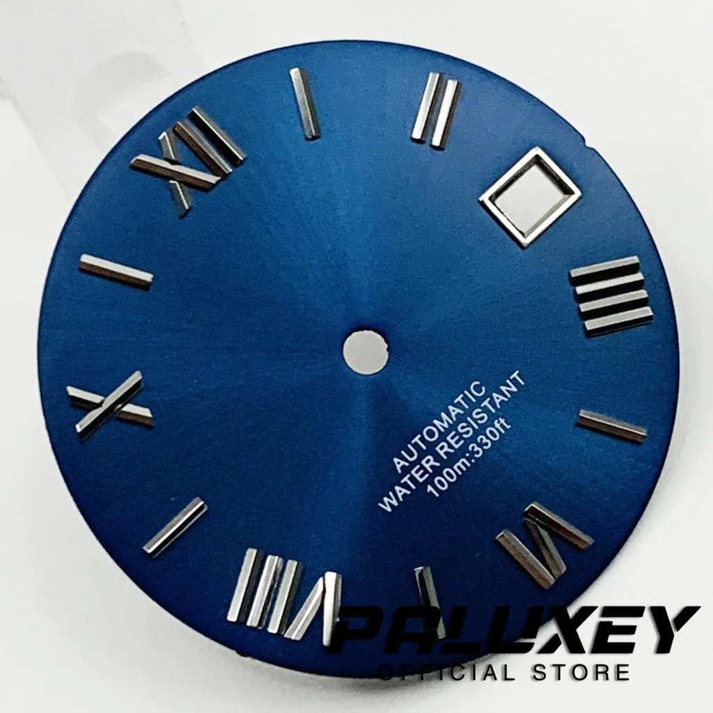 Nh35 28,5mm negro blanco gris azul verde esfera de reloj números romanos esferas de reloj para piezas de repuesto de movimiento NH35/NH35A/4R/7S