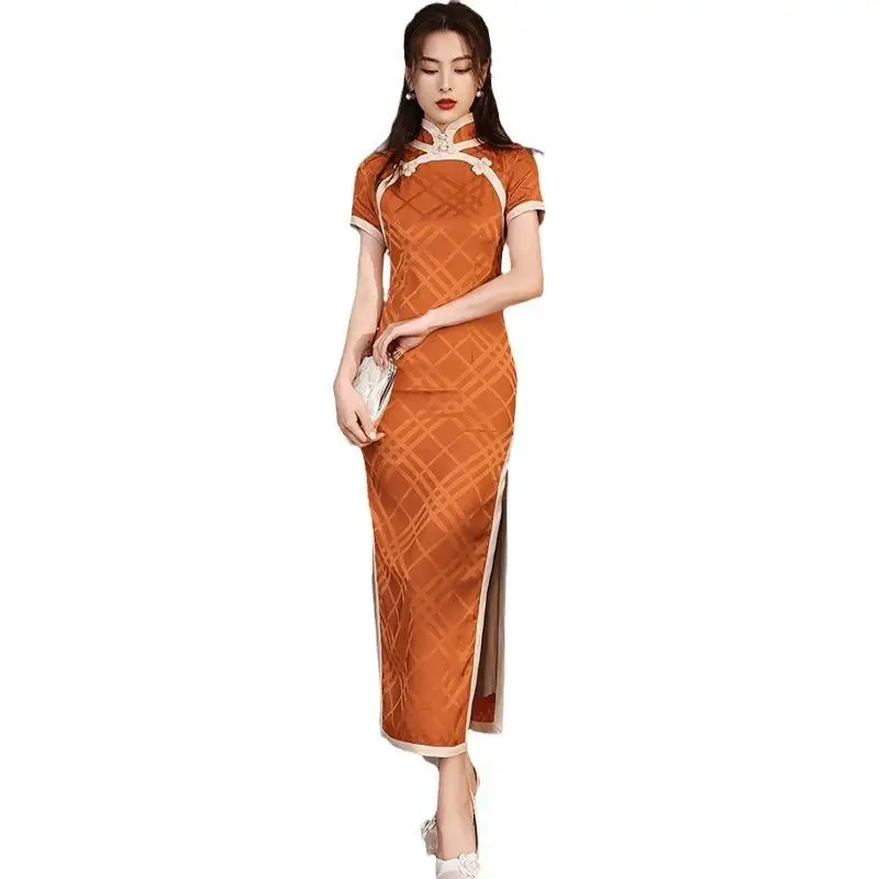 Modernes, schmal geschnittenes, langes Qipao für junge Mädchen von Dr. ort Sve, verbesserte Version, Alltagskleidung, Sommer, neue Sle-Polyesterfaser