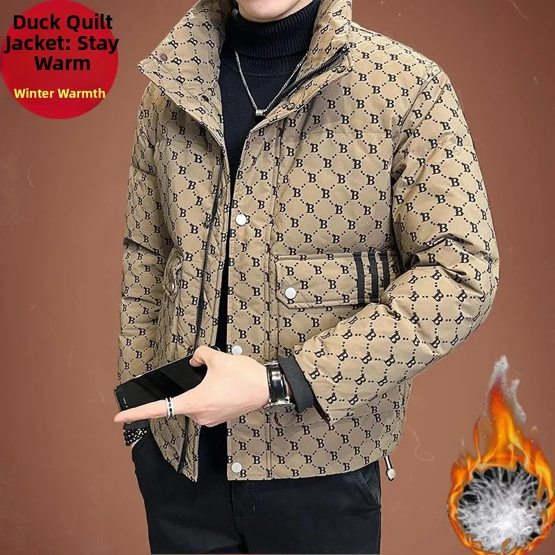 

Новая мужская пуховая куртка белого цвета: теплая повседневная верхняя одежда, модная спортивная утепленная куртка для мужчин