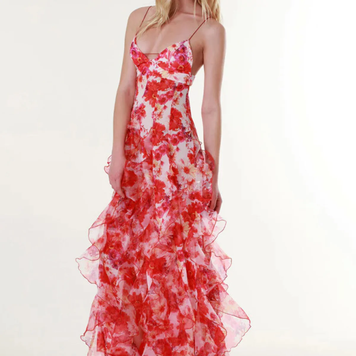 Vestido de verão estampado respirável sem costas vestidos longos femininos alças espaguete vestido de festa moda praia roupas de moda