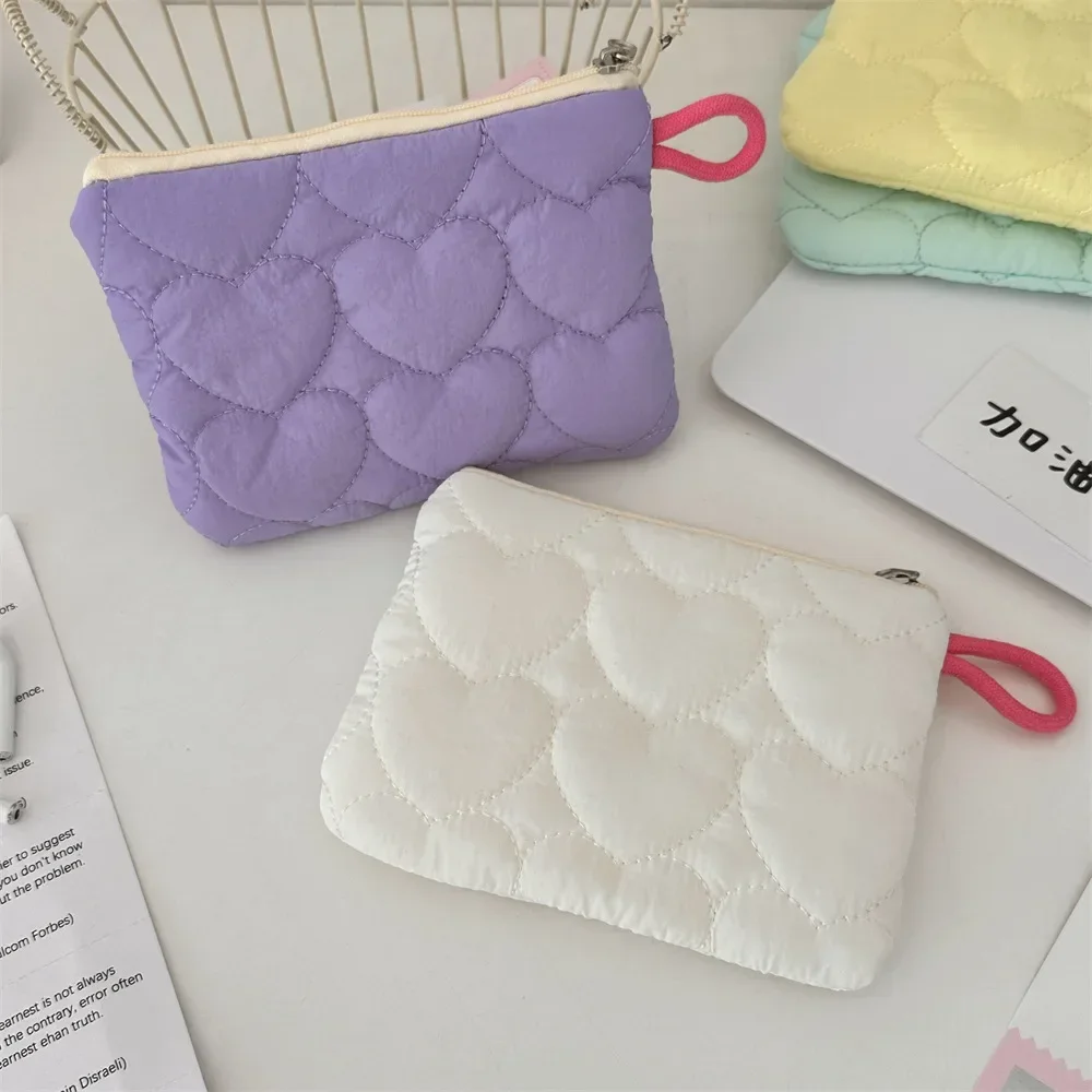 Candy Color Heart-shaped Pattern Coin Purses Small Cute Coin Wallet Lady Girls Earphone Coin Key Money Storage Bag Zipper Pouch