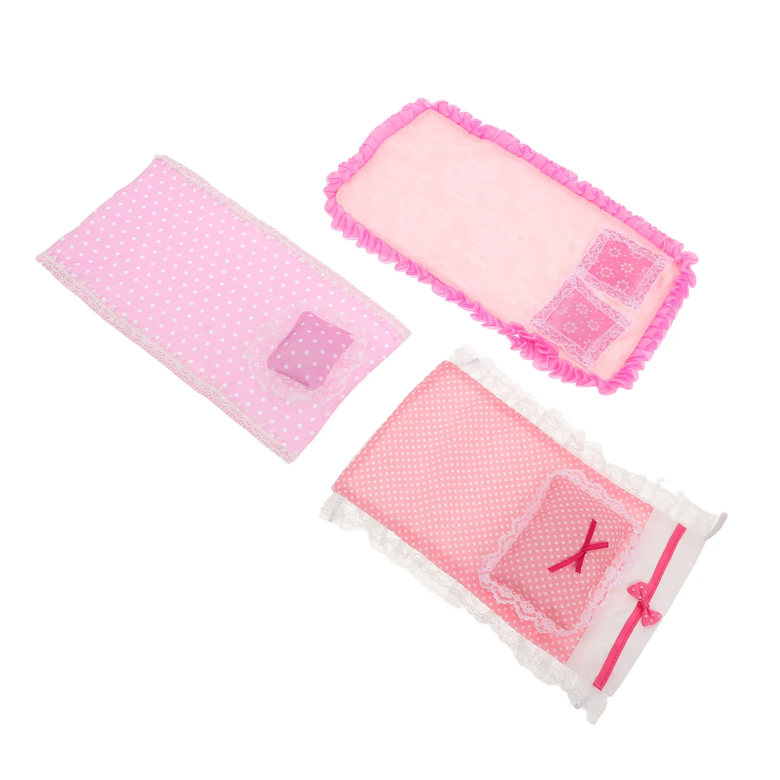 Miniature Dollhouse Bedding Set 1:12 Realistic Bedroom Accessories Soft Color Bed Sheets Pillows Blankets Mini Bedroom