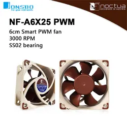 Noctua NF-A6X25 60x60x25mm 12V/5V 3pin/4pin PWM Intelligent Temperature Control SSO Magnetically Stable Bearing 6CM Fan
