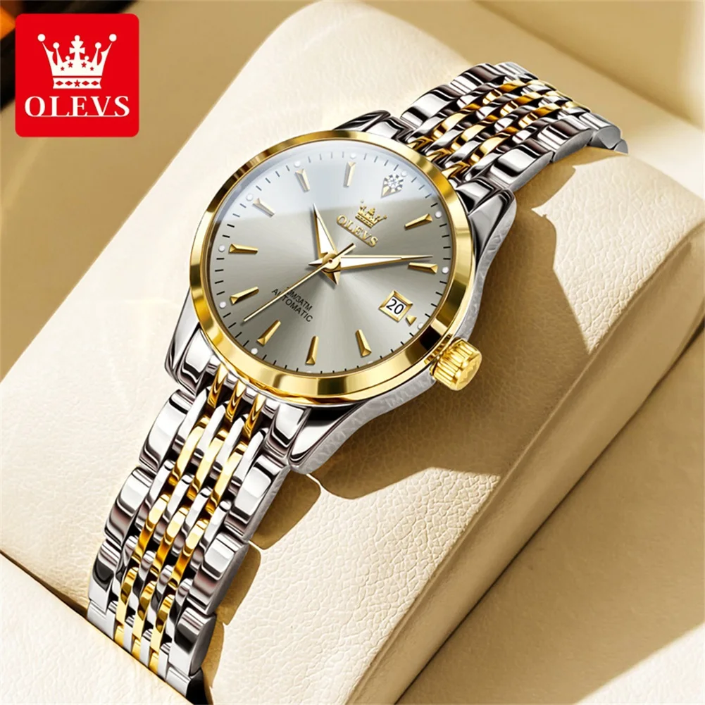 OLEVS Original Luxury Elegant Watches Woman Automatic Mechanical Watches Waterproof Auto Date Ladies Watch Hand Clock 6635