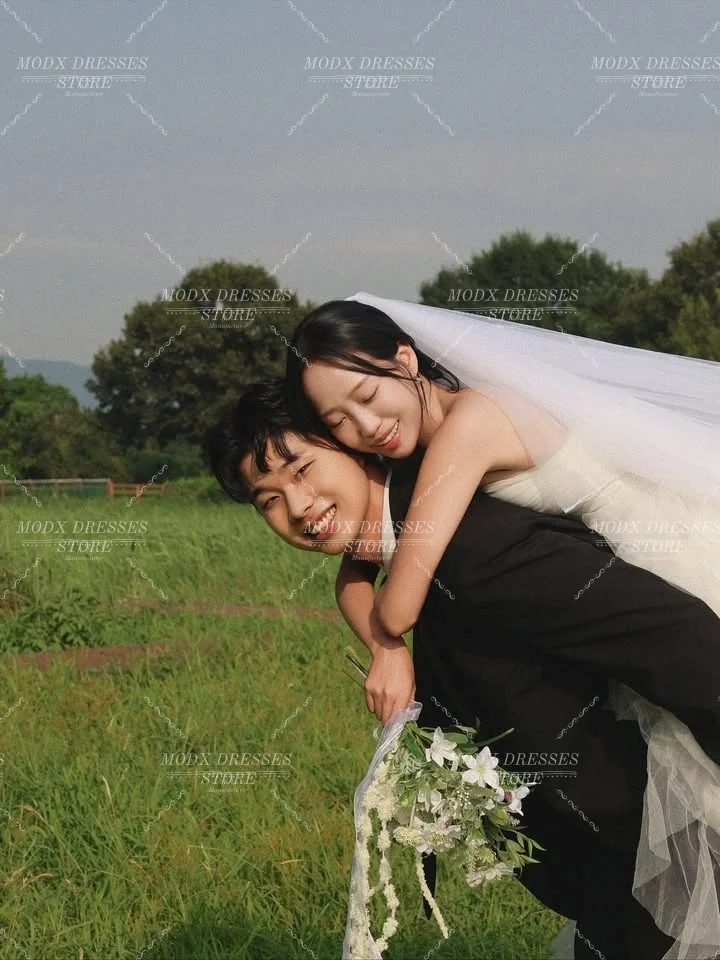 MODX Simple Ivory Strapless Korean Wedding Dresses 2026 Bridal Gown for Photo shoots Vestidos Novias Boda Women Customized