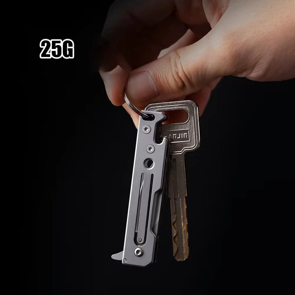 Multifunctional Fruit Knife Stainless Steel Folding Knife Lightweight Keychain Bottle Opener Gadget EDC Self-defence Tool