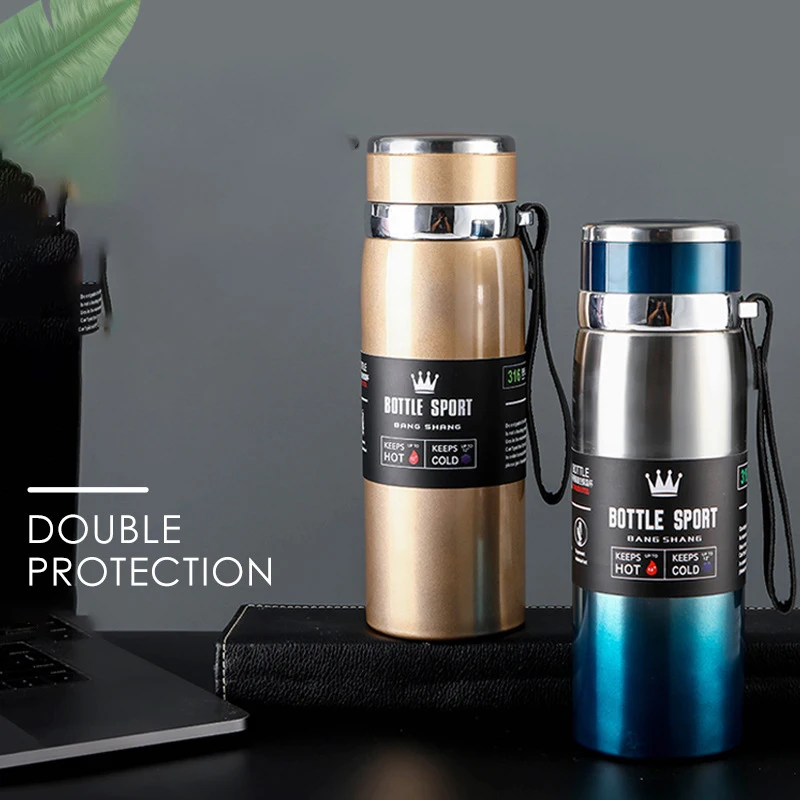 

New 800ml/1000ml Vacuum Thermos Outdoor Travel Fitness Sports Double-layer 316 Stainless Steel Large Capacity Thermos Cup