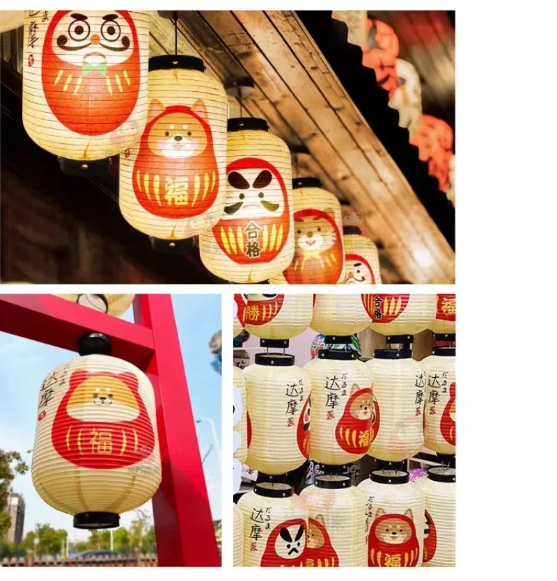 Japanese Style Cartoon Wish Dharma Hanging Lantern Japan Mascot Daruma Sushi Pub Bistro Restaurant Izakaya Decor Lantern