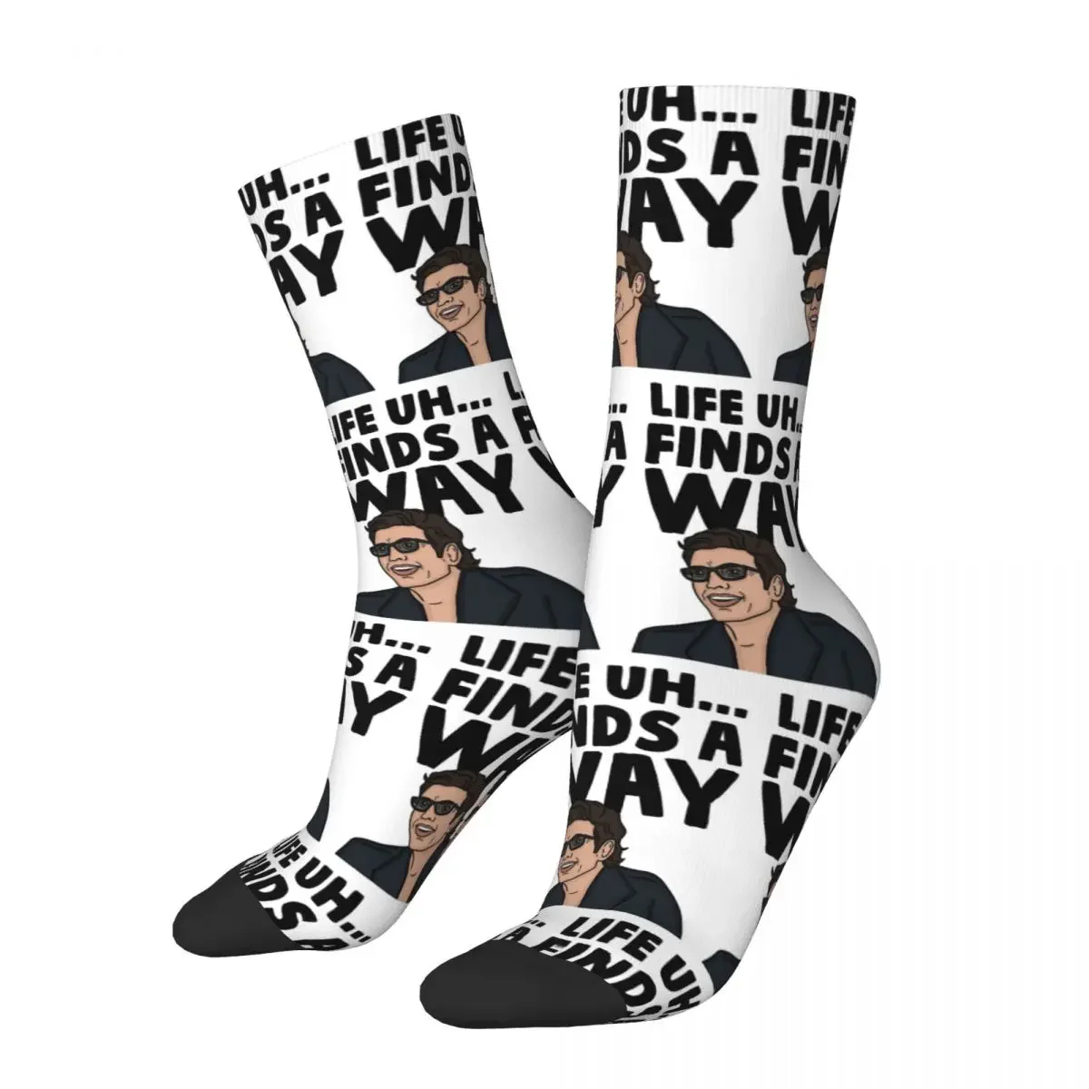 Life Uh Finds A Way Socks Harajuku Sweat Absorbing Stockings All Season Long Socks Accessories for Man's Woman's Gifts