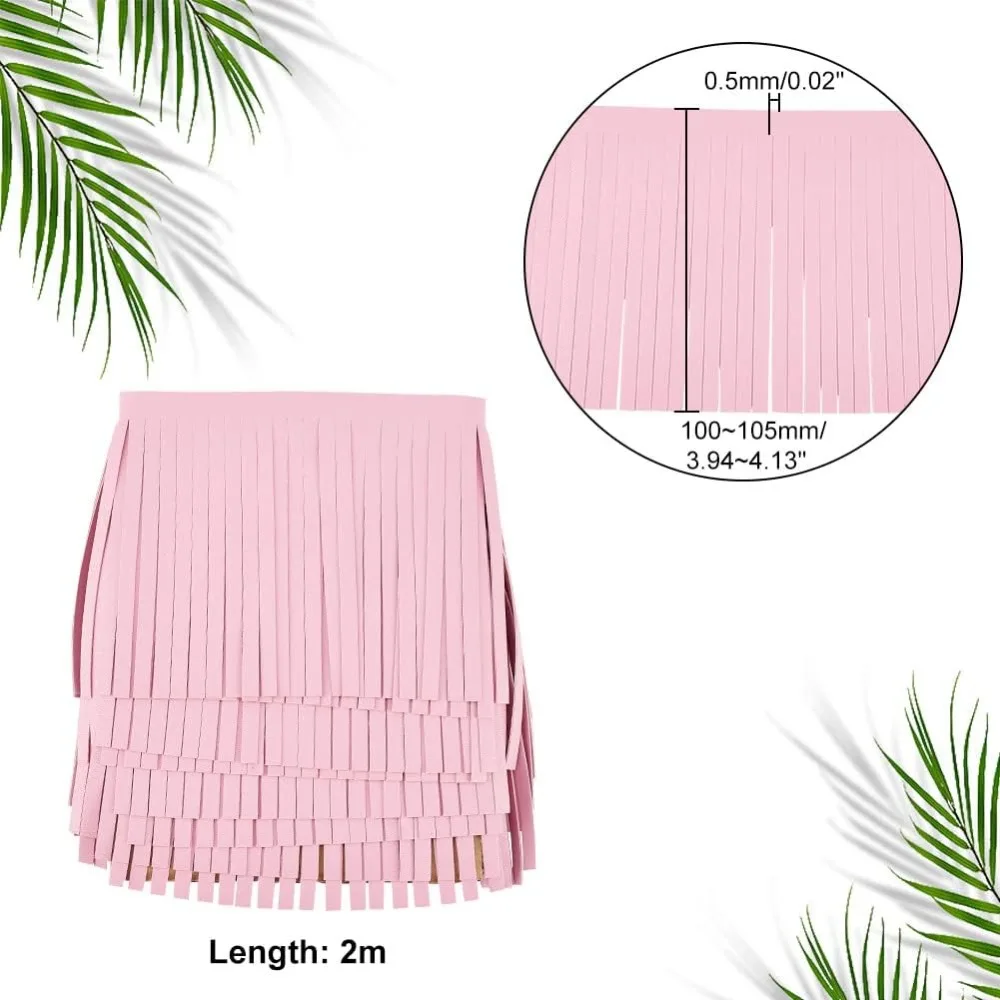 2 Yards Leather Fringe Trim, 4 Inch PU Leather Tassels Pink Tassel Trim DIY Dance Skirt Tassel Fringe Wrap Cover for Keychain