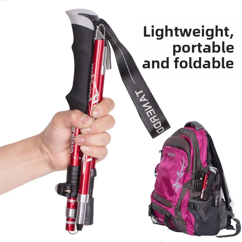 

Aluminum Alloy Folding Ultra Light Ultra Short Retractable Outdoor Hand Hiking Hiking Staff 5 Sections
