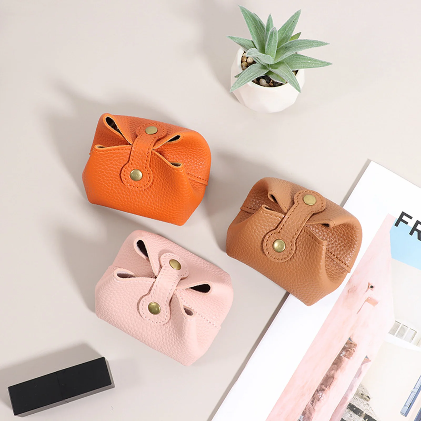Mini Coin Purse PU Leather Multifunctional Storage Bag Portable Small Pouch for Women