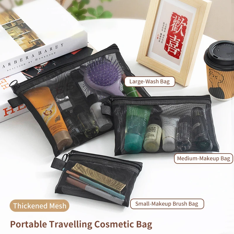 Nylon Mesh File Bag A4 A5 A6 Transparent Zipper Test Paper Information Student Pen Bag Transparent Mesh Cosmetic Storage Bag