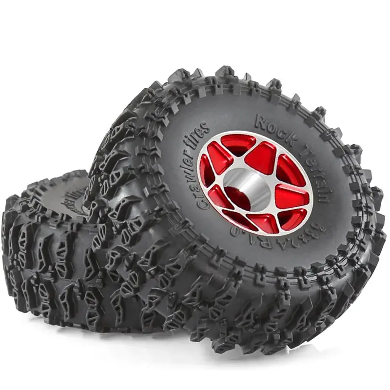ABUM-4Pcs 63Mm 1.0Inch Beadlock Wheel Tire Set For 1/18 1/24 RC Crawler Car TRX4M SCX24 FCX24 Upgrade Parts Accessories