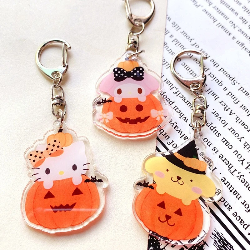 

Miniso Halloween cartoon Sanrio acrylic keychain cute pumpkin pachy dog book packaging decoration pendant