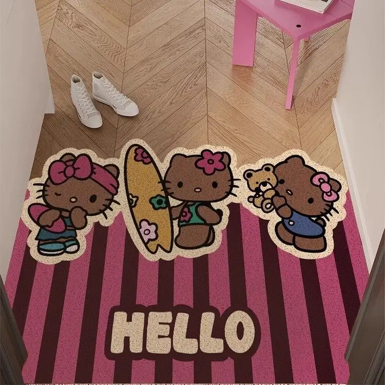 

Creative Cute Leopard Print Kitty Entryway Door Mat Wash-Free Trimmable Silk Loop Home Dirt-Resistant Scraper Rug