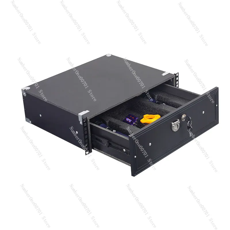 Lockable 2U/3U Microphone Drawer - Metal KTV Storage for Wireless Mics, 19
