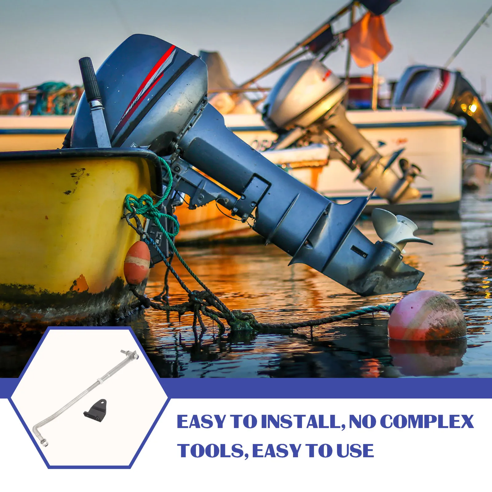 

1Set Outboard Engine Rod Stainless Steel Steering Link Tie Rod End Marine Boat Accessory Wear-Resistant Professional Connecting