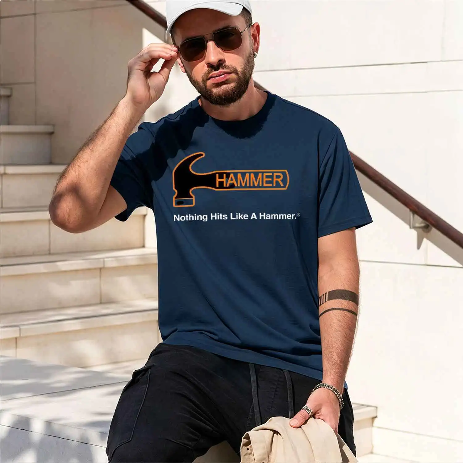 Hammer Bowling Grey Navy White Funny T Shirt Made In USA S 5XL vintage Washed Comfortable streetwear fashion Unisex 2026 New Mod - view 5