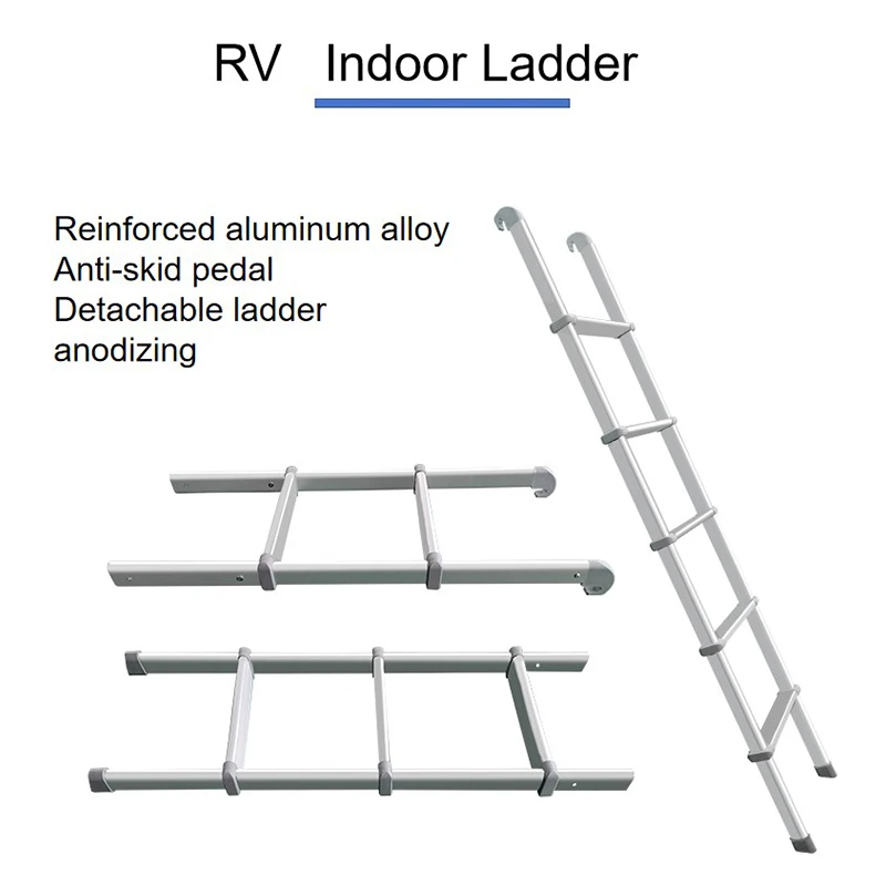 Indoor Ladder for RV Five-step Ladder for Bed in Motorhome Aluminum Alloy Storage Anti-skid Ladder for Up and Down Beds Caravan