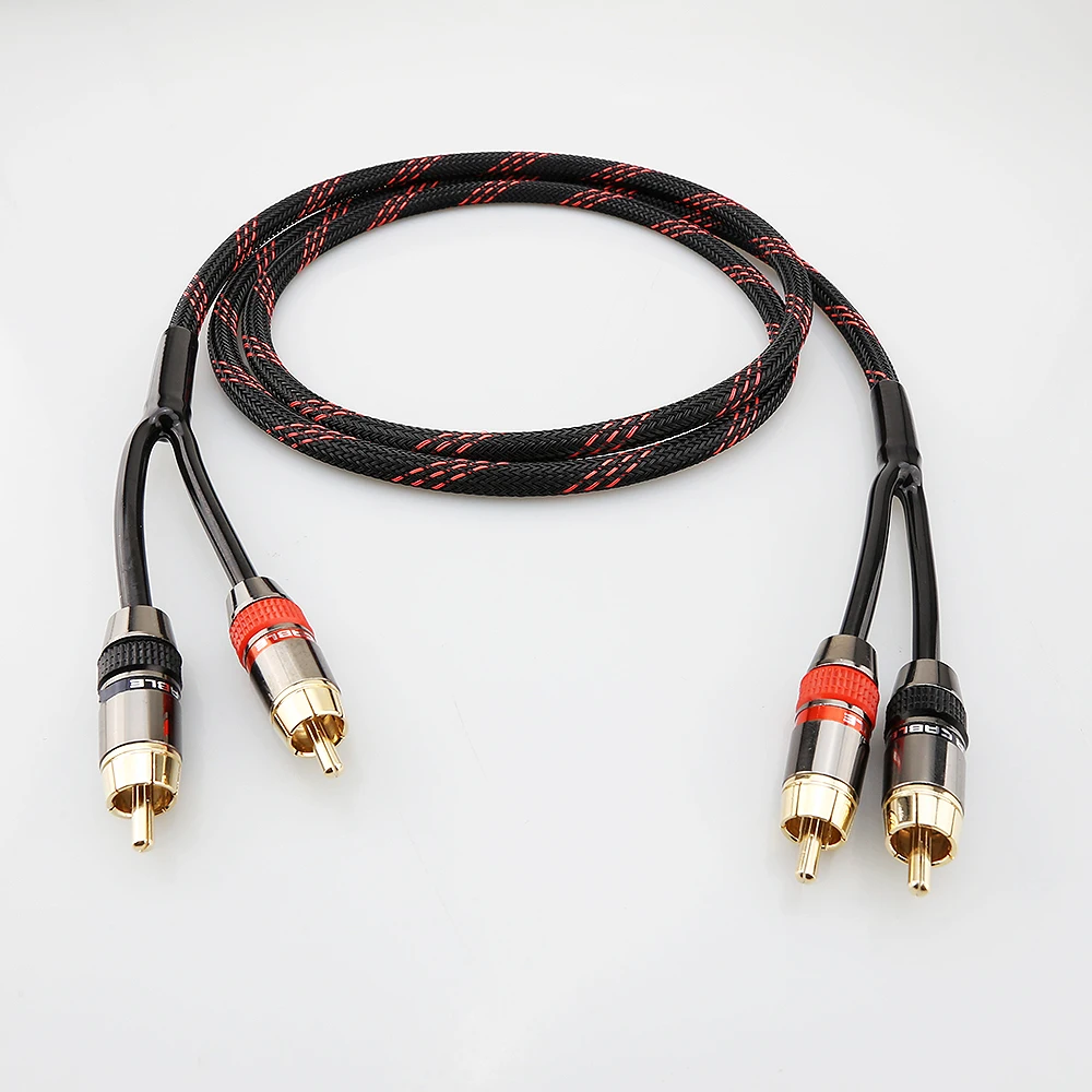 HIFI Pure Copper Signal Cable 2RCA Wire 2 RCA to 2 RCA audio cable male to male Splitter Y RCA Cable for Amplifier CD Player