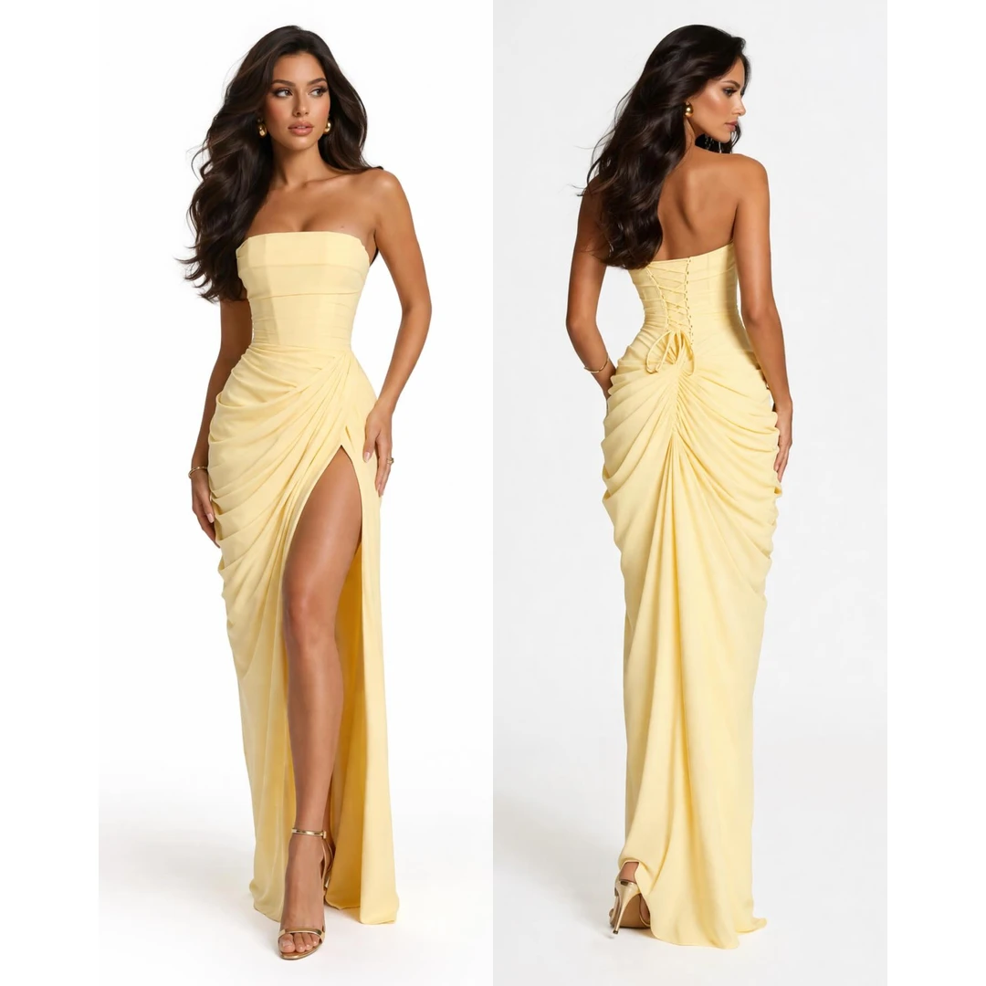 

Vows Custom Made Evening Dresses for Special Occasions Elegant Dresses for Night Party Woman Chiffon Fishtail Skirt Slit Women's