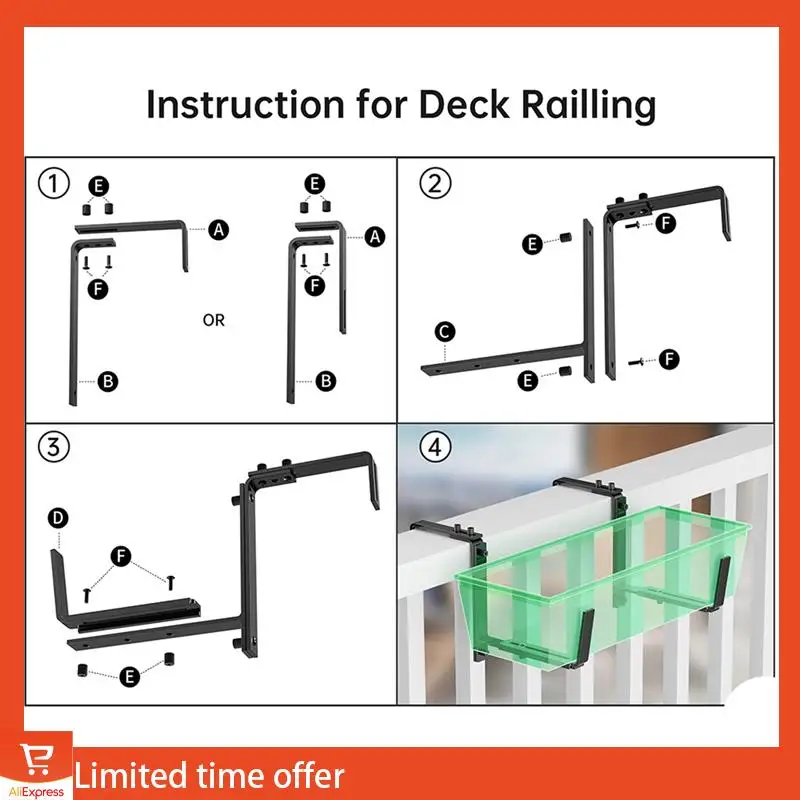 Fresh 4PCS Adjustable Planter Box Bracket (6 To 12.5 Inches) For Flower Box Holders, Window Boxes Plantershooks, Wall
