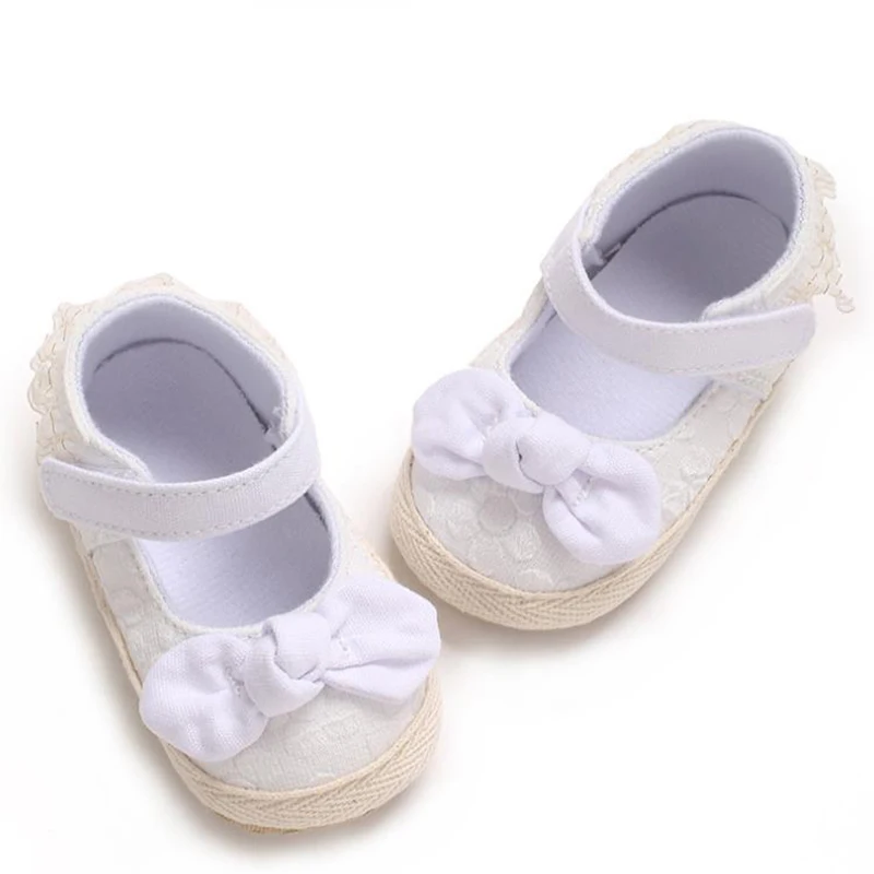 Baby Girl First Walking Shoes Lace Solid Breathable 3D Bow Ruffle Trim Mary Jane Shoes Cute Canvas Shoes for Fall Spring