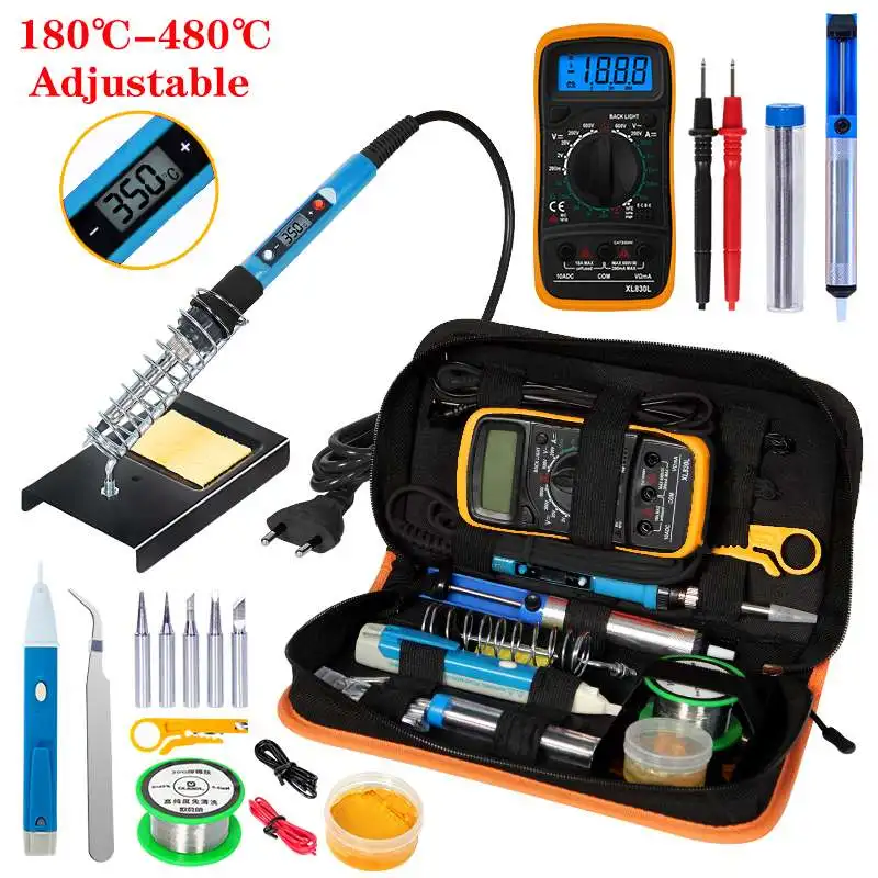 

Soldering Iron Kit with LCD Digital Multimeter 80W Welding Tool Soldering Iron with 4 Iron Tips Temperature Control