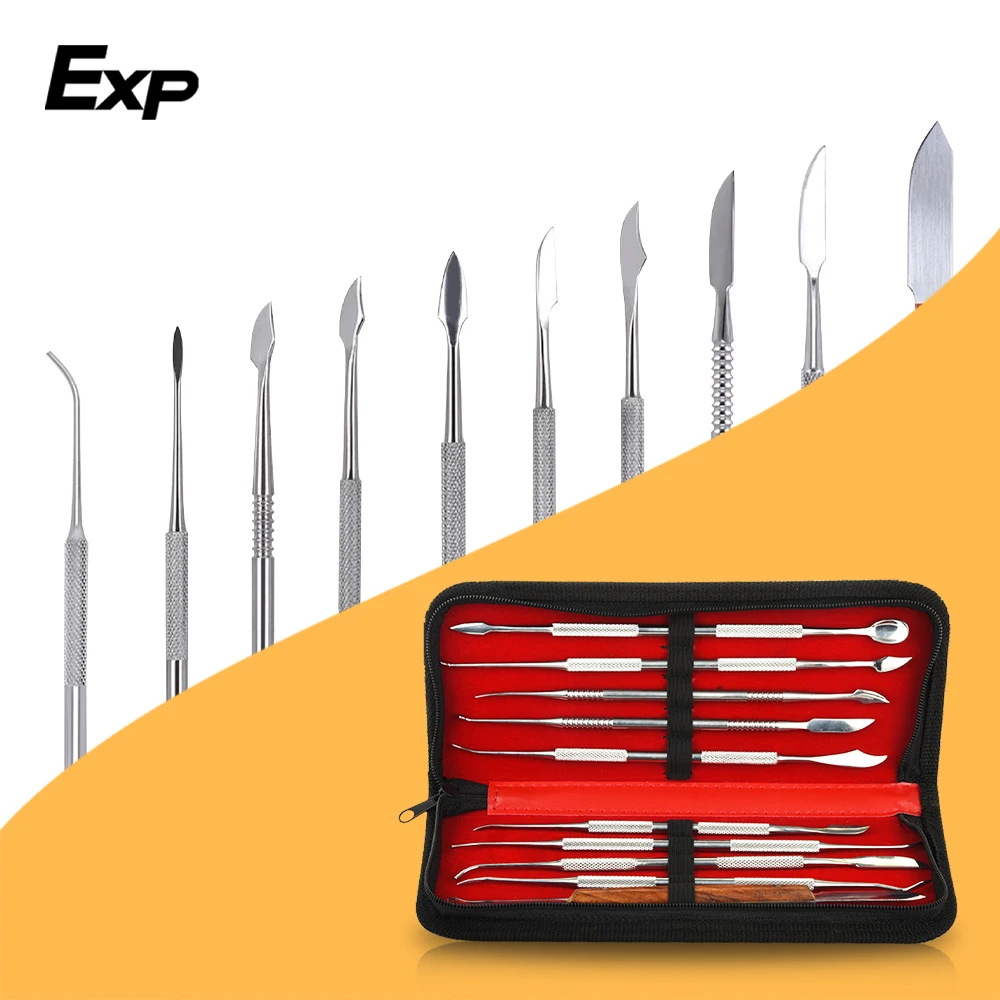 

Exp Dental Spatula Plaster Knife Practical Stainless Steel Versatile Teeth Wax Carving Tool Set Dental Instrument Dentist Tools