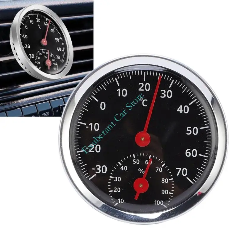 Car Interior Temperature Humidity Meter Analog Climate Reader, Round Mechanical Meter for Fast Indoor Climate Checks Universal