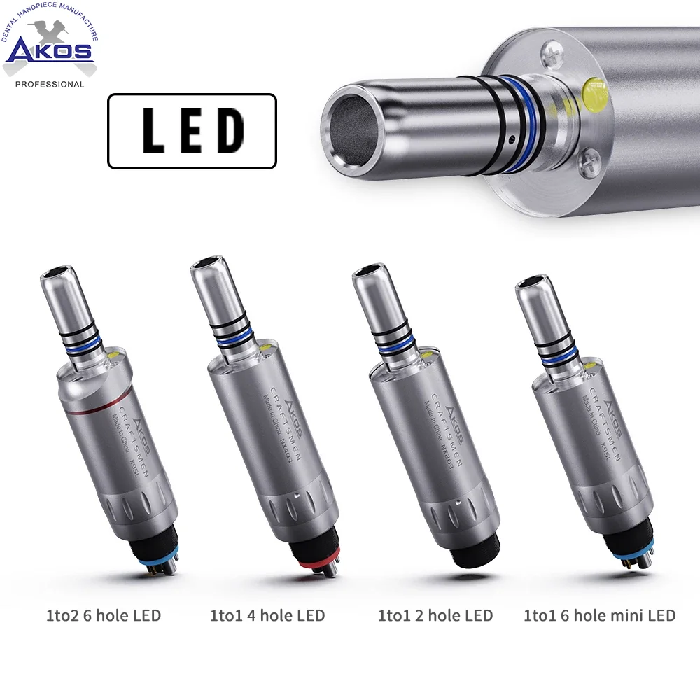 LED Illumination Dental Low Speed Air Motor With Micro Power Generator E-type 2/4/6 Hole Internal Water Spray