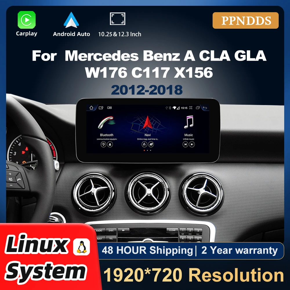 Linux System Carplay Android Auto Radio For Mercedes Benz A CLA GLA W176 C117 X156 2012-2018 Car Multimedia Player GPS Navi