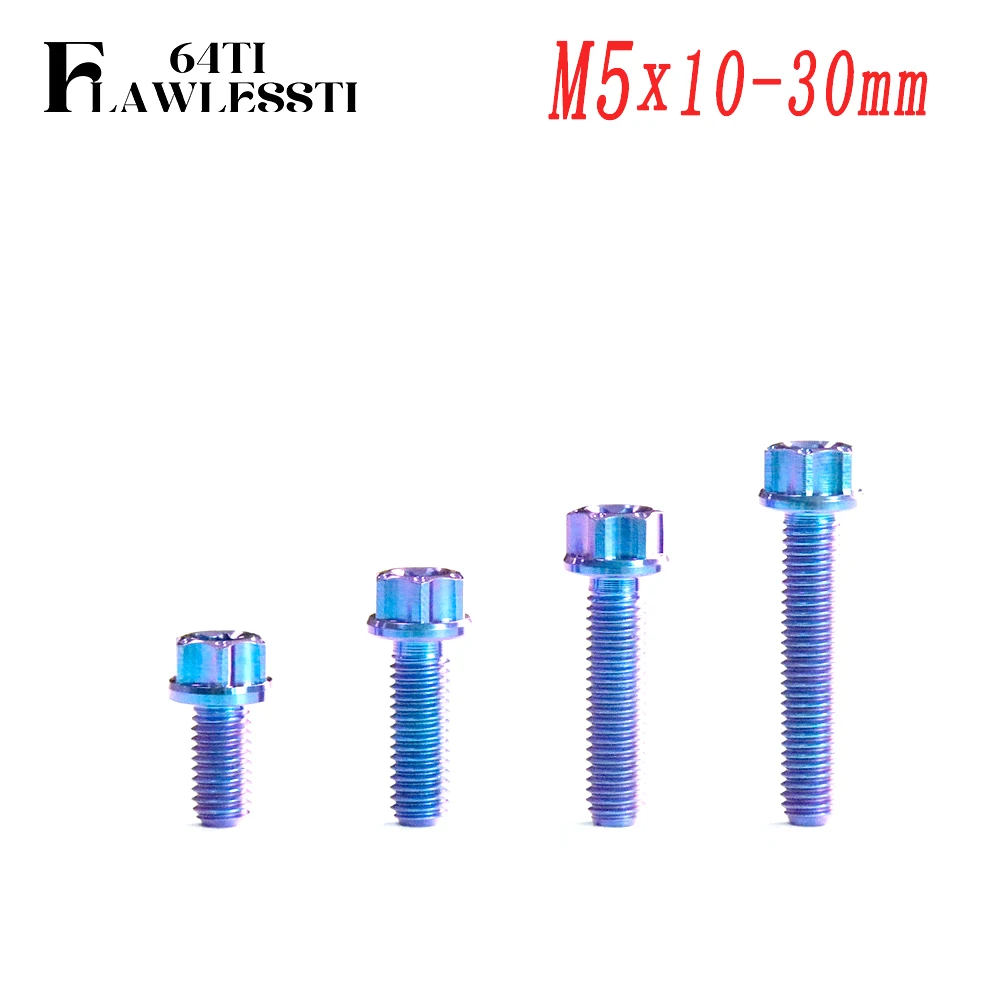 FLAWLESSTI M5×10-30 mm Gr5 Titanium Bolt ABS Sensor Disc Oil Tank Handle Switch Bolt For TMAX 560 S1000RR XMAX 300 Nmax 155