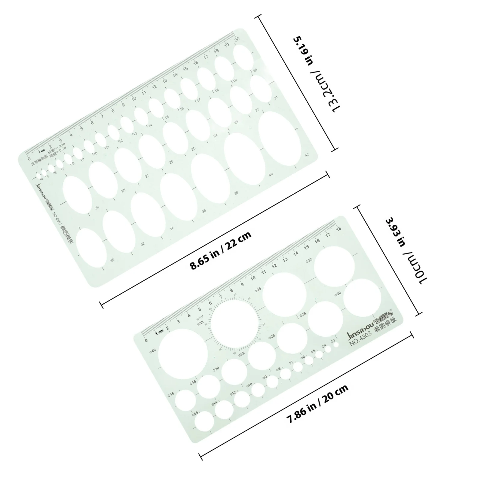 Regla Circular geométrica, plantilla de dibujo engrosada para arquitectura, medición fraccional, plantillas reutilizables para pintar, 2 uds.